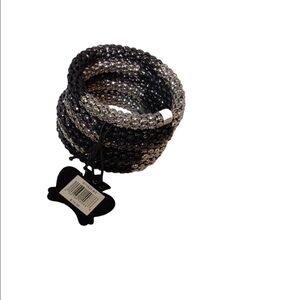 LIZA KIM SILVER Tone & BLACK STACKABLE NWT BRACELET‎